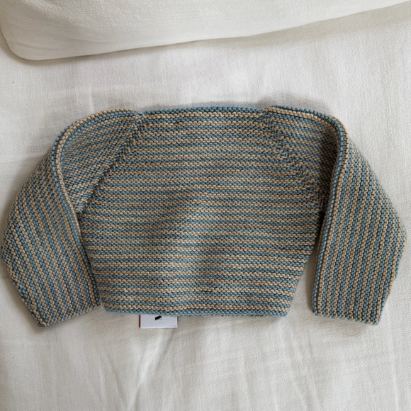 Misha And Puff Dovetail Crossover Cardigan Blue and Beige Wrap Cardigan nwt - Picture 3 of 3